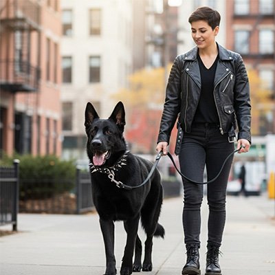 balade chien avec collier pour chien en cuir