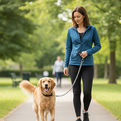 balade chien avec laisse pour chien métallique