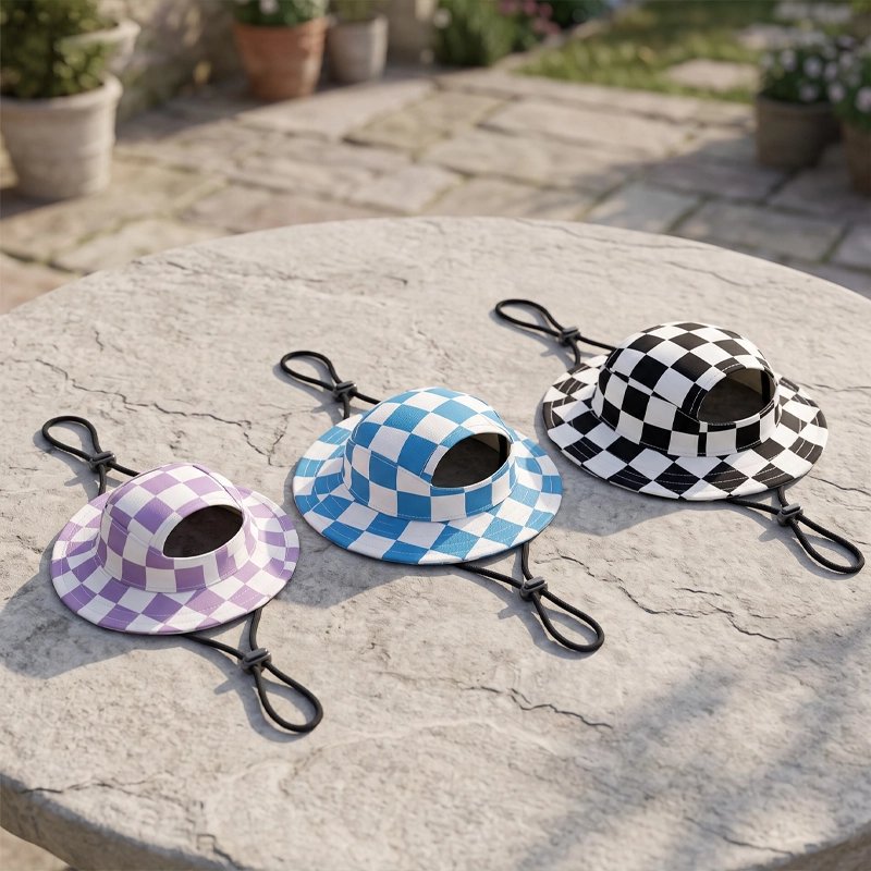 casquette pour chiens tissu carreaux confortable