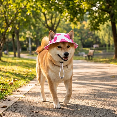 casquette pour petit chien en promenade