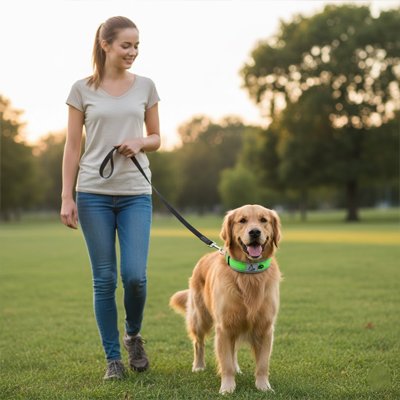 chien au parc avec collier pour chien