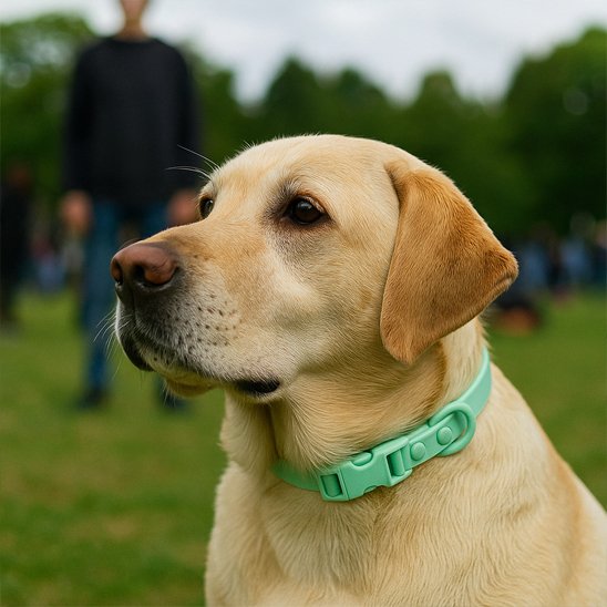 chien dehors avec collier chien