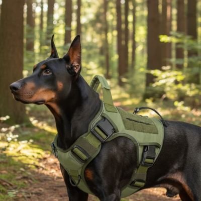 chien foret avec harnais anti traction chien