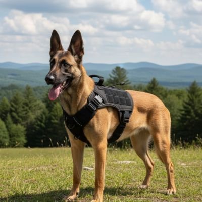 chien serein avec harnais anti traction chien