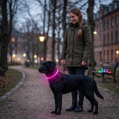 collier chien lumineux rechargeable visibilité nocturne