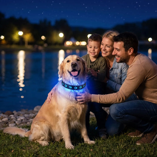 collier lumineux chien rechargeable promenades nocturnes