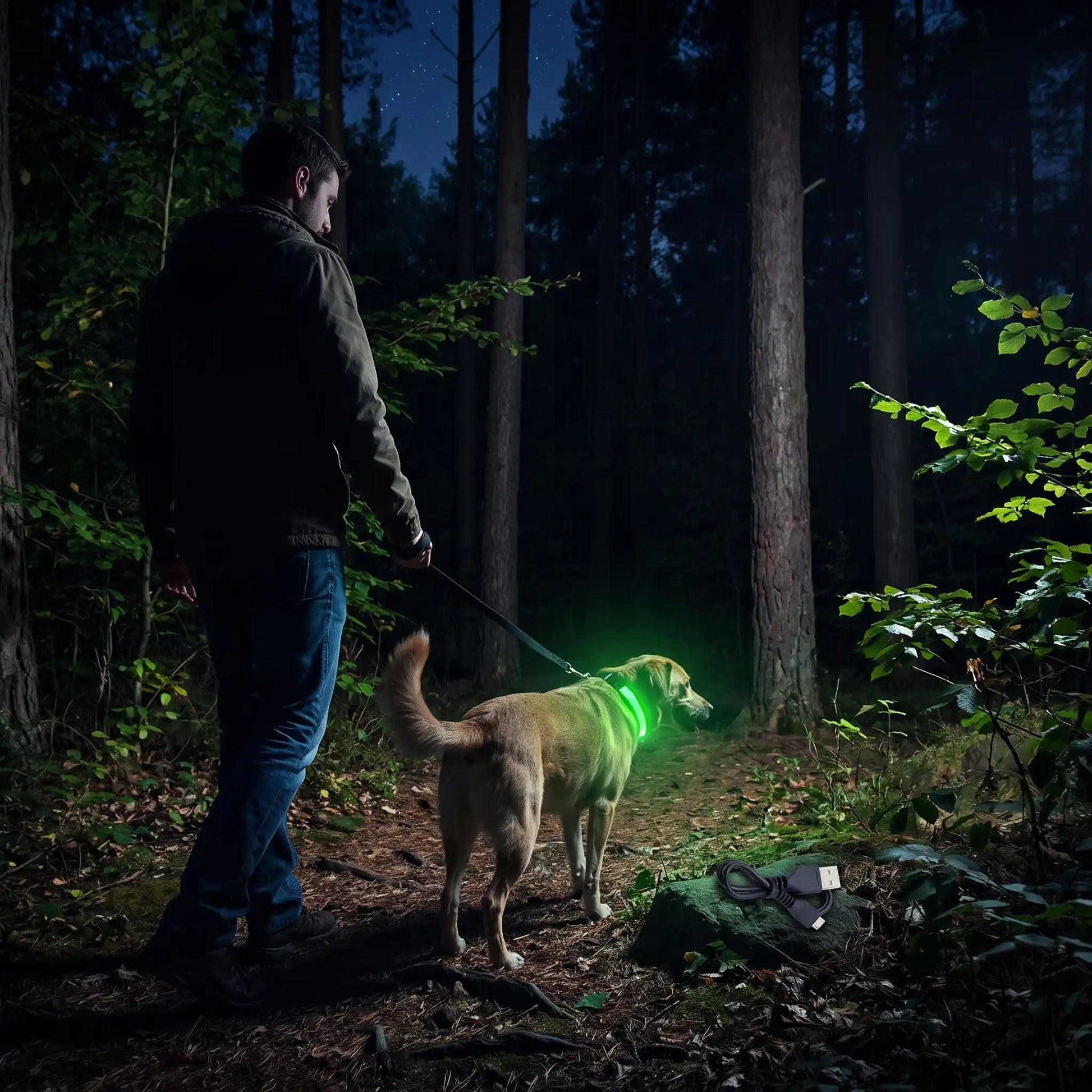 collier lumineux pour chien rechargeable usb promenade nocturne