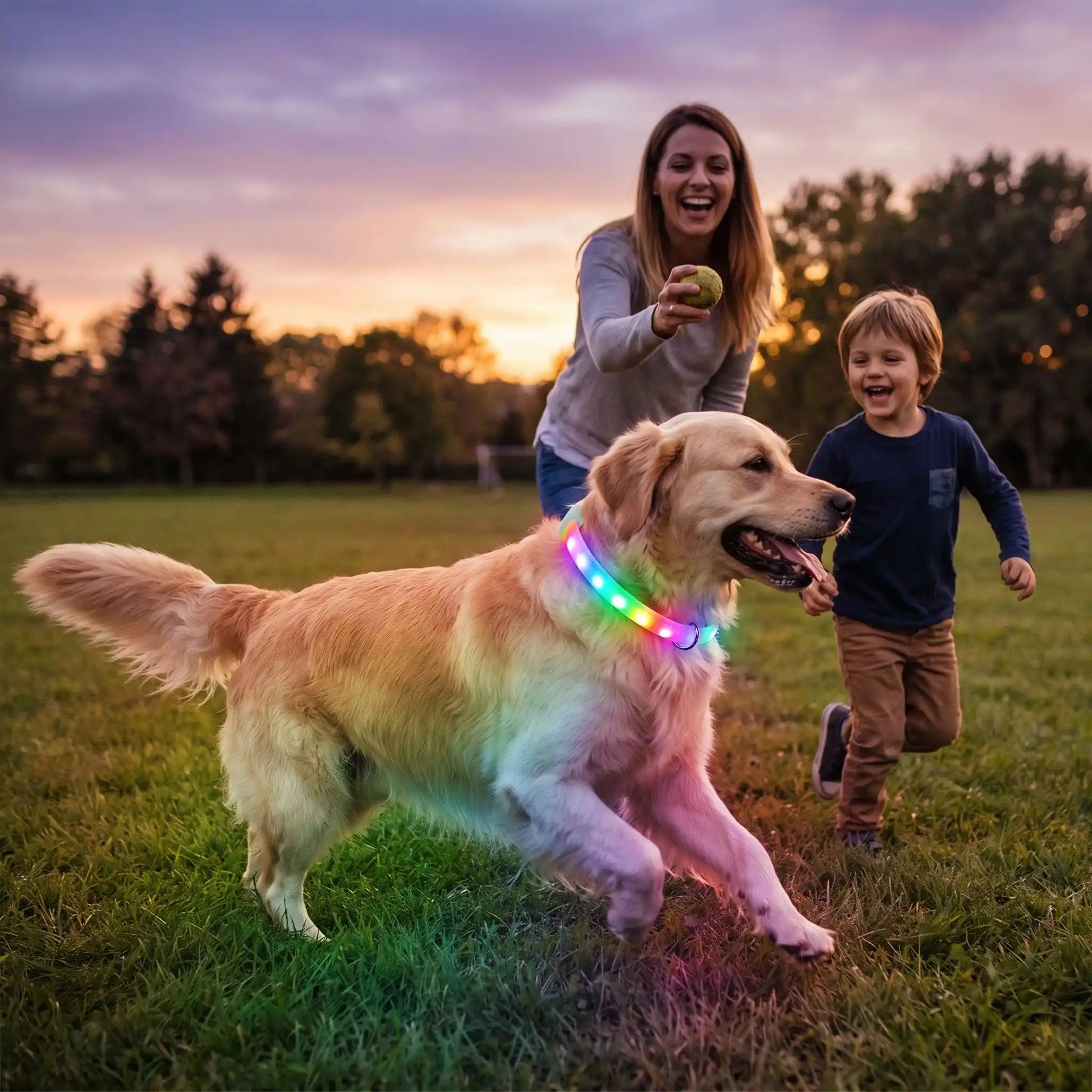 collier lumineux rechargeable pour chien famille parc