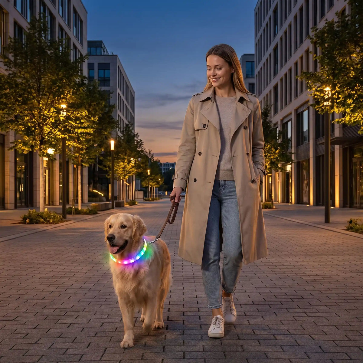 collier lumineux rechargeable pour chien promenade ville