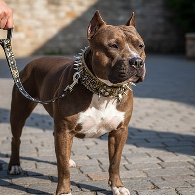 collier pour chien en cuir clouté ajustable