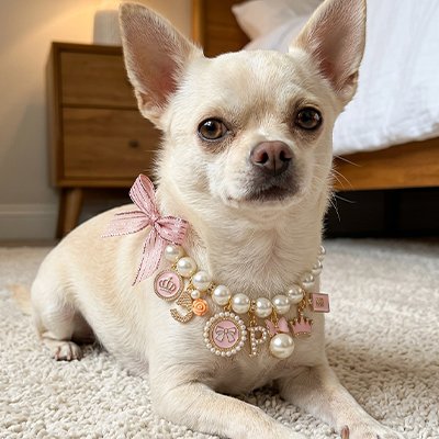 collier pour chien perles nœud mode