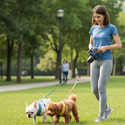 double laisse chien nylon solide pour deux chiens 