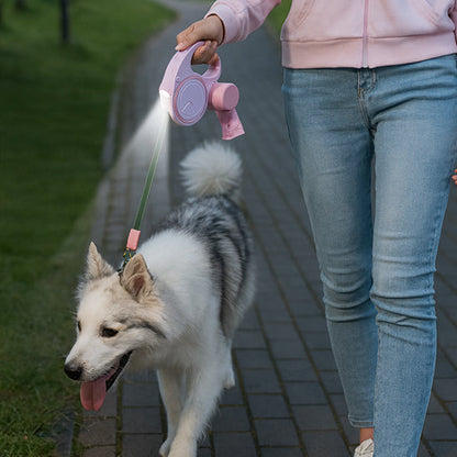 femme balade chien avec laisse pour chien enrouleur