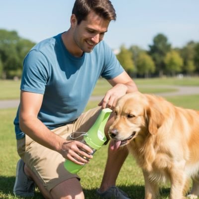 gourde pour chien bol intègre extérieur