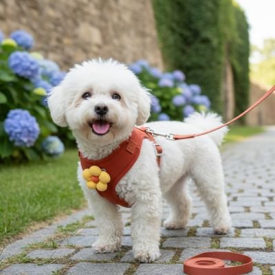 harnais pour petit chien blanc extérieur 