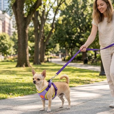 harnais y chien promenade parc