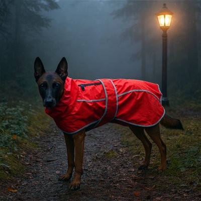 imperméable chien sous pluie