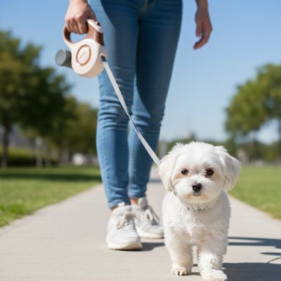laisse chien enrouleur pour promenade avec petit chien