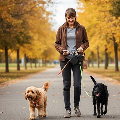 laisse double chien contrôle sécurité