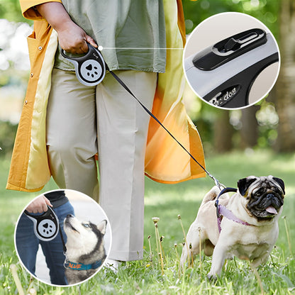 laisse pour chien enrouleur avec bouton blocage