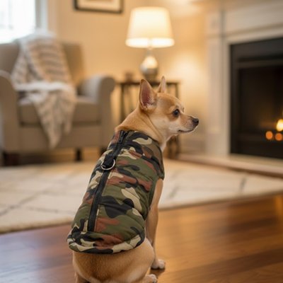 manteau chien camouflage kaki chaud promenade hiver