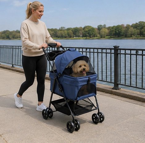 pousette pour chien roues freinage 