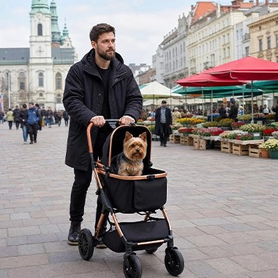 poussette à chien confortable sortie quotidienne