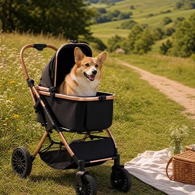 poussette à chien robuste roues tout terrain