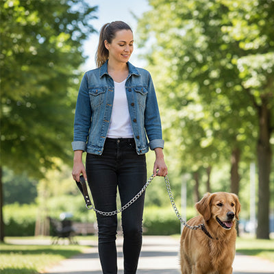 promenade chien avec laisse pour chien chaine