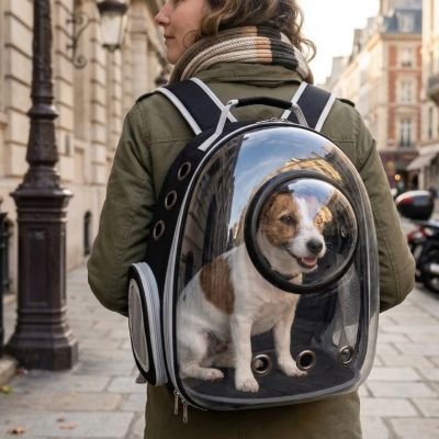 sac a dos pour chien bulle transparente