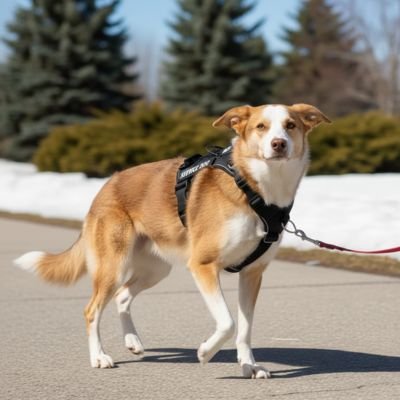 sortie de chien avec harnais chien